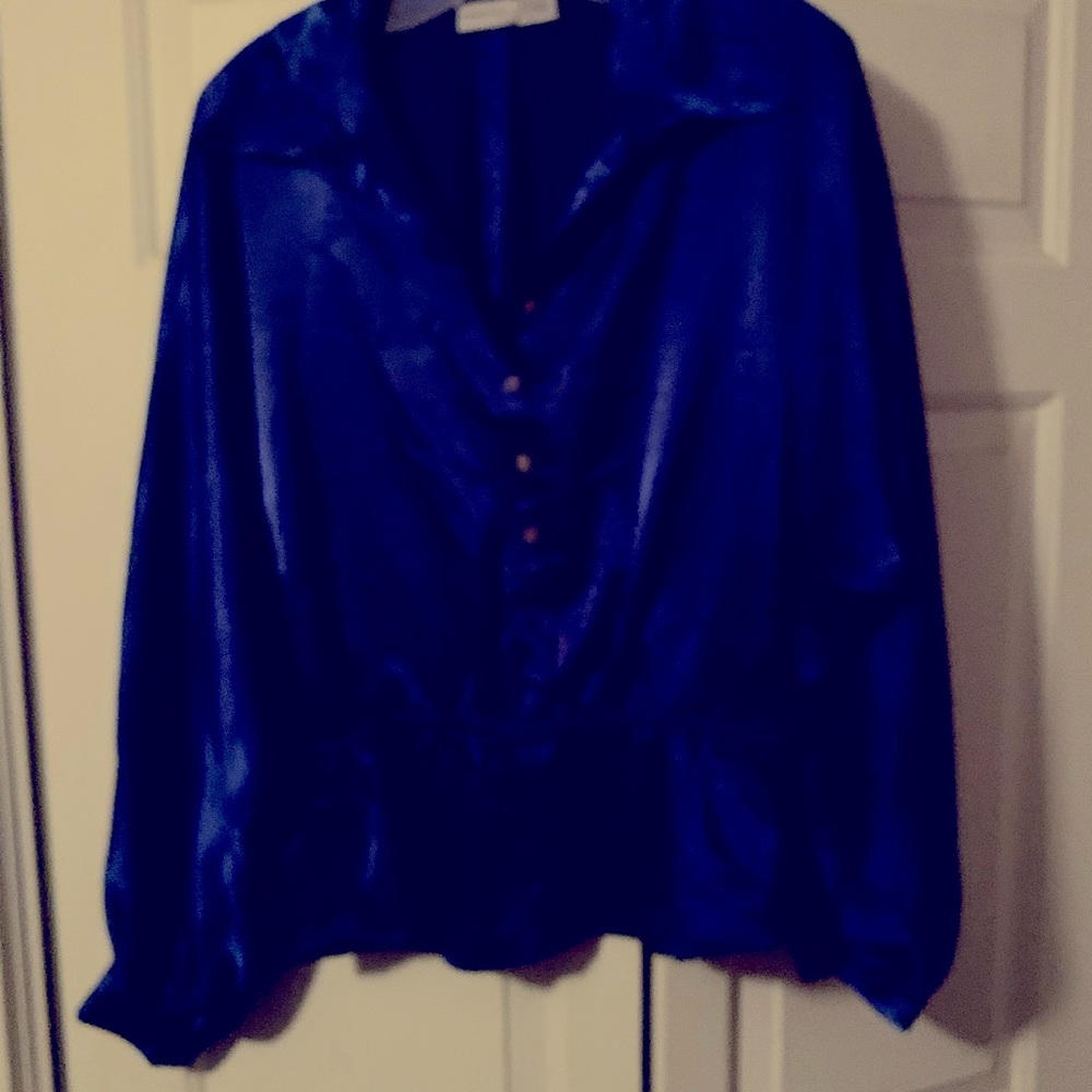 Peasant style vibrant blue blouse